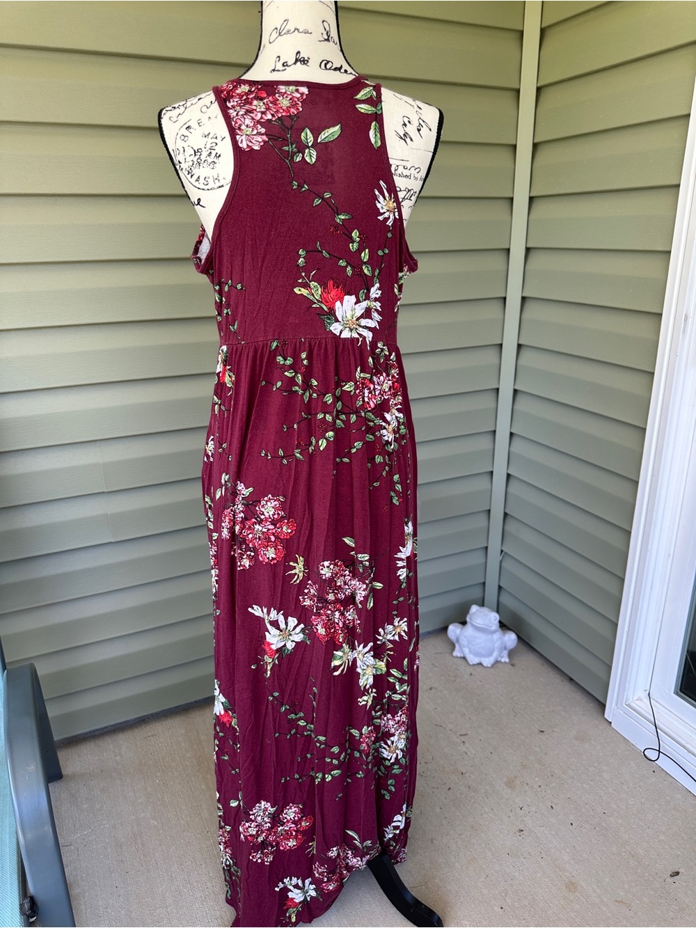 Floral Maroon Maxi Dress - Sleeveless Summer Style size XL long soft stretchy - Picture 4 of 6